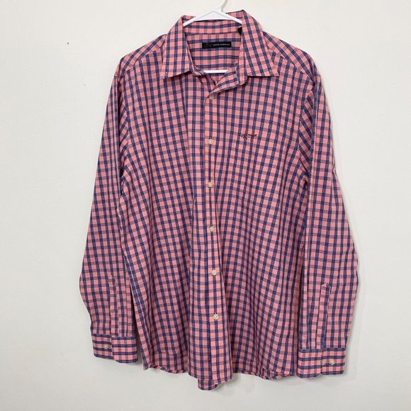 Greg Norman Shirt Mens XL Peach Blue Button Down Casual Long Sleeves - Picture 1 of 6
